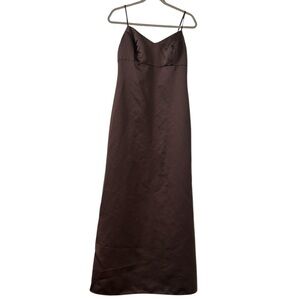 Alfred Angelo Women’s Brown Spaghetti Strap Bridesmaid Prom Maxi Dress Sz M